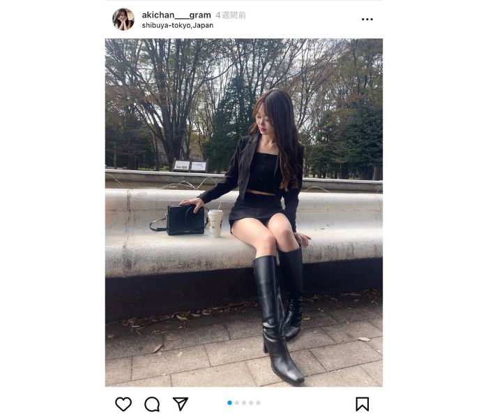 日韓ハーフモデル・あきちゃん、腹チラ＆ミニスカ＆ロングブーツコーデが大人可愛すぎる！