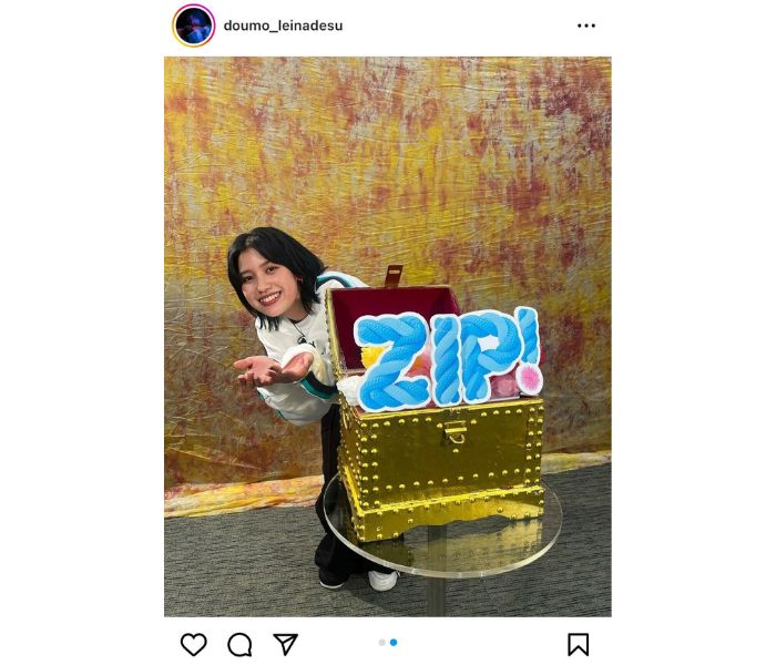 Leina、「ZIP!」出演をおなじみポーズで報告！祝福の声集まる「テレビで見られるなんて嬉しすぎて」