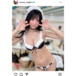 真島なおみ、セクシーで可愛いメイドビキニSHOTを披露！「がおがお」ポーズでファンを悩殺！