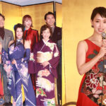 剛力彩芽、美しすぎる肩出しデコルテ見せレッドドレスで制作発表会に登場！「再び明治座に立たせていただけることが本当に嬉しいです」＜明治座創業150周年ファイナル公演 舞台「メイジ・ザ・キャッツアイ」＞