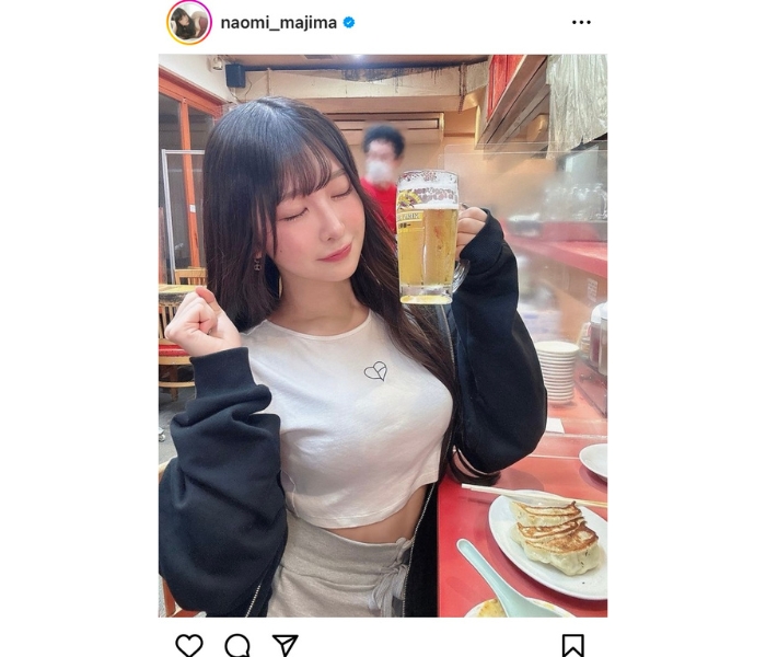 真島なおみと餃子を食べながらビールで一杯！最高のシチュエーションSHOTにファン歓喜！