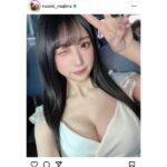 真島なおみ、真っ白なドレスからの美谷間に目を奪われる！可愛らしいウインク＆ピースSHOTでファンを悩殺！