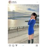 フリーモデル・KM、夕陽に照らされるスレンダーな見返り姿が美しすぎる！