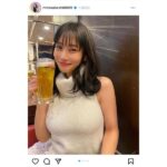 高橋凛、ノースリーブニットで乾杯！ほろ酔い新年初投稿に「元旦から可愛いすぎる！」の声