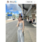 松川星、全身グレーコーデでほっそり美ボディ披露！