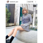 濱越さおり、ワントーンコーデからチラリ色白美脚見せつけ！