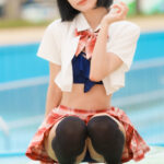 【写真特集】ステミレイツ・ごみちゃん、スケ感カワイイ制服水着で登場！ ＜SPLASH SUMMER×近代麻雀水着祭2024＞
