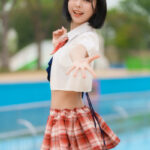 【写真特集】ステミレイツ・ごみちゃん、スケ感カワイイ制服水着で登場！ ＜SPLASH SUMMER×近代麻雀水着祭2024＞