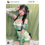 真島なおみ、「肩出し絶対領域」なグリーンアイドル衣装にファン歓喜の声！