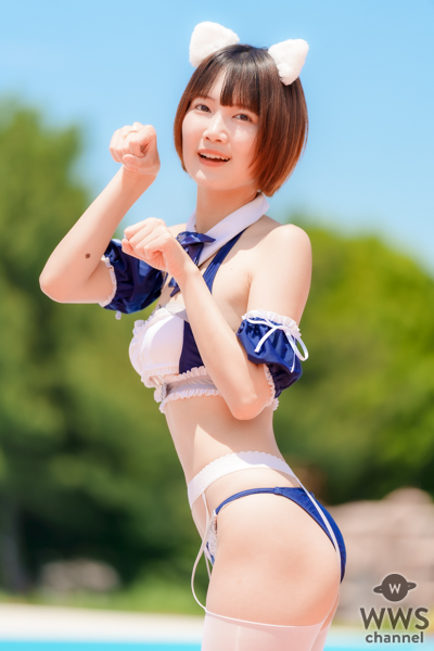 【写真特集】よるちゃん。制服をモチーフにしたメイド風な水着で登場！＜ワンエイトプール撮影会@川越水上公園内プール＞