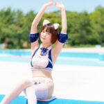 【写真特集】よるちゃん。制服をモチーフにしたメイド風な水着で登場！＜ワンエイトプール撮影会@川越水上公園内プール＞