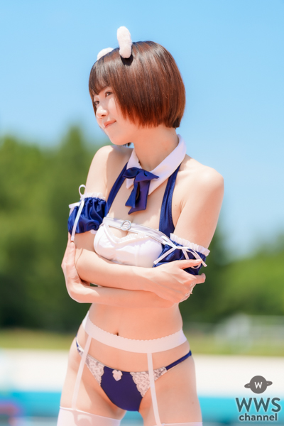 【写真特集】よるちゃん。制服をモチーフにしたメイド風な水着で登場！＜ワンエイトプール撮影会@川越水上公園内プール＞