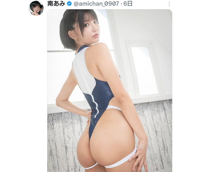 南あみ、美桃尻あらわ競泳水着姿のバックショットにファン悶絶！！