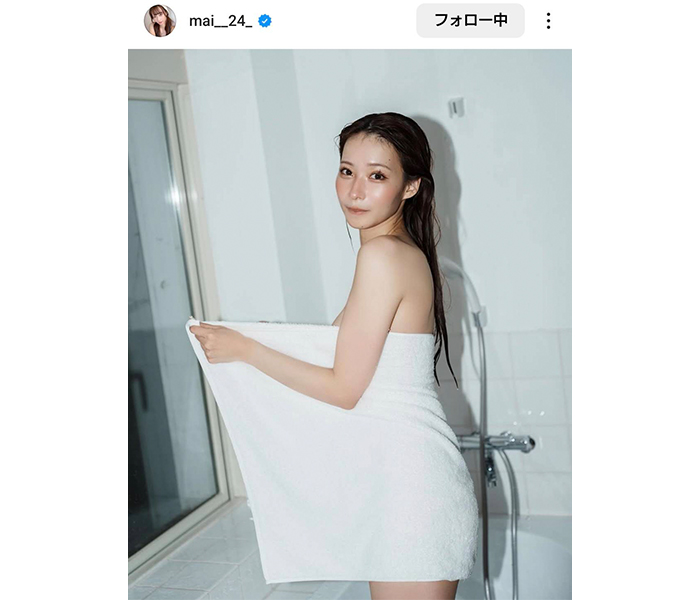 大野真依、濡れ髪バスタイムショットがセクシーすぎる！