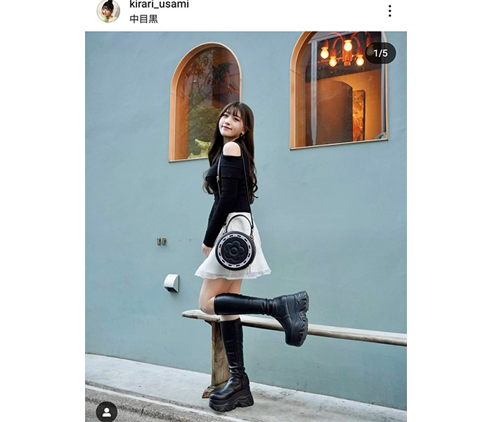 早稲田大学卒モデル・宇佐神 星、ほっそり美脚のオシャレコーデにファン絶賛
