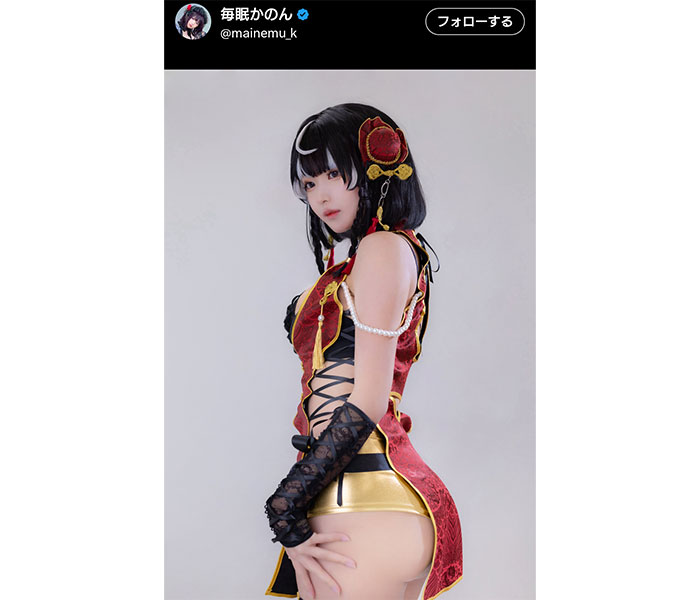 毎眠かのん、チラ見せ美尻で圧巻のビジュコス誕生！