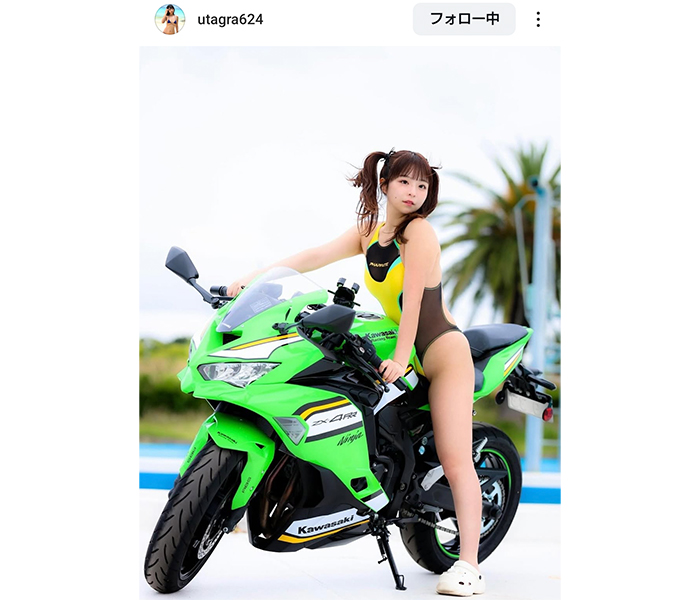 茜紬うた、バイクに跨り可愛さエンジン全開！