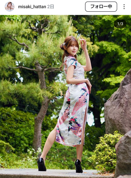 「やばすぎます、ずっと見れます」八反美咲、スリット入りドレスで美脚チラ見せ！
