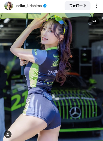霧島聖子、スポーティコスチュームで曲線美披露！！