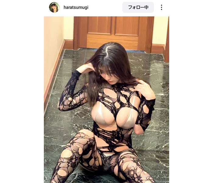 二度見？三度見？原つむぎ、釘付け必至のセクシースケスケ衣装公開にファン「ほんまにすんごい」