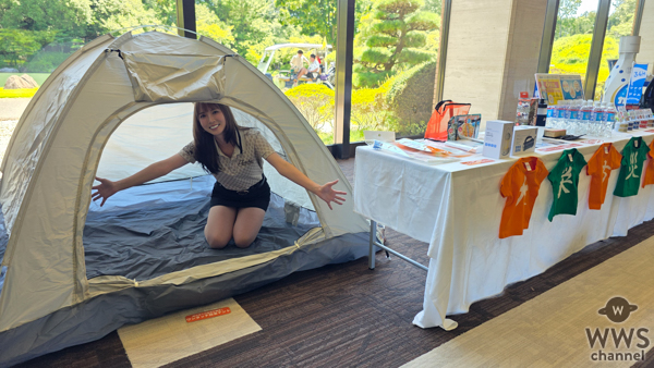 【動画】新井美穂がミニスカ衣装で防災グッズを体験！閉眼片足上げで運動神経の良さをアピール。