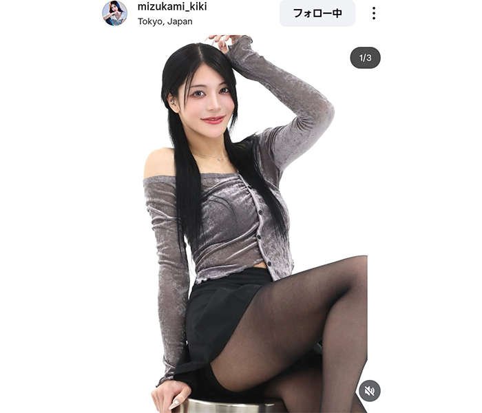水神きき、セクシーコーデで美脚＆美デコルテあらわに！