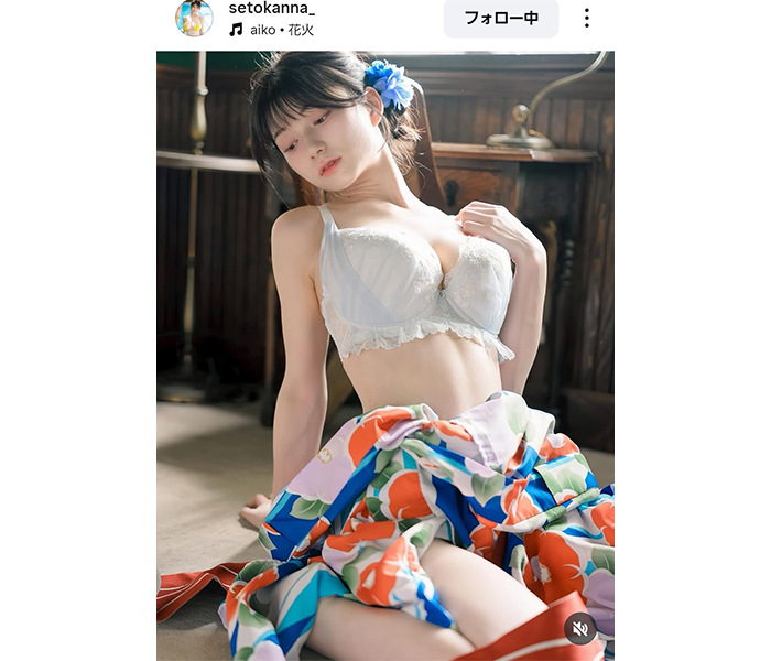 瀬戸環奈、仰ぎポーズでなめらか美肌あらわに