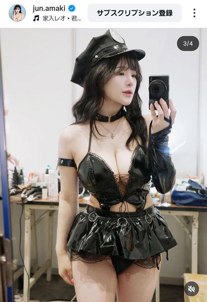 天木じゅん、レザーポリス衣装で曲線美あらわに！！