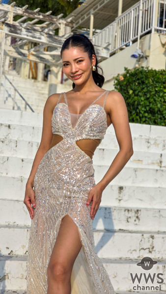 ミス・ユニバース・ジャパン2025 Top5・高山智恵美さん、 白のゴージャスなドレス衣装から美脚披露！ 「やらない後悔より、やった後悔の方が絶対にいい」