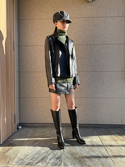 現役中学生・HINAさん、黒の革ジャン＆ロングブーツで語る！ 「いつもはハーバーランドか三宮、難波へお買い物に行きます」＜表参道ティアラランウェイ＞