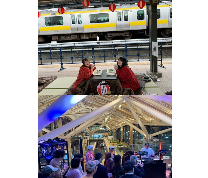 両国駅・コタツで熱燗とおでん、高輪ゲートウェイ駅・電車が真下を駆け抜ける空間でDJ音楽、非日常空間でイベント続々